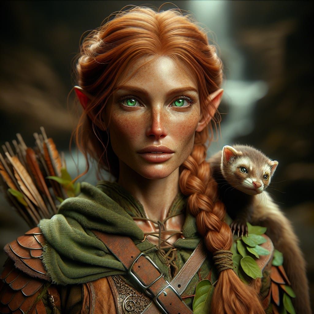 Epic Eladrin Ranger in a Maximalist Digital Painting