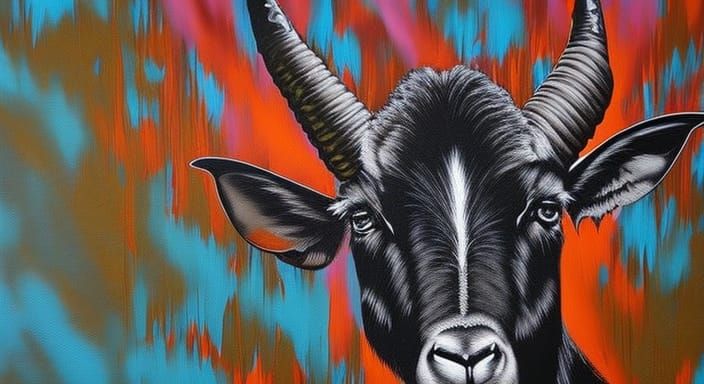 Colorful Graffiti Art Goat in Street Art Style