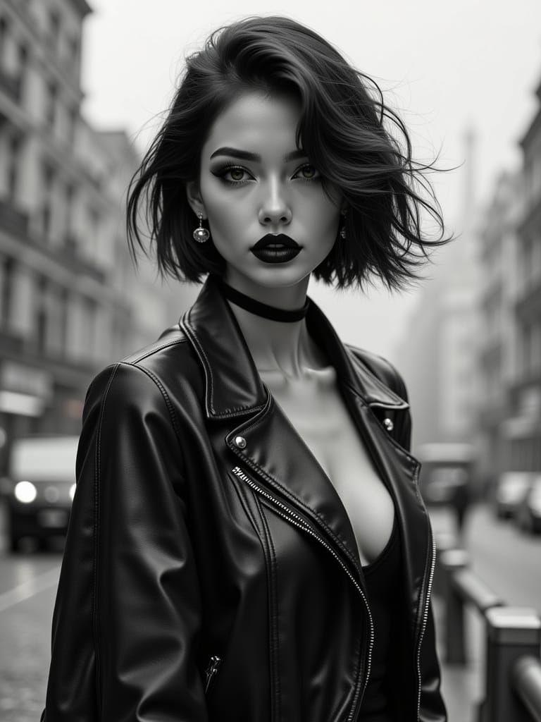 Gritty Noir Portrait of a Pin-Up Woman