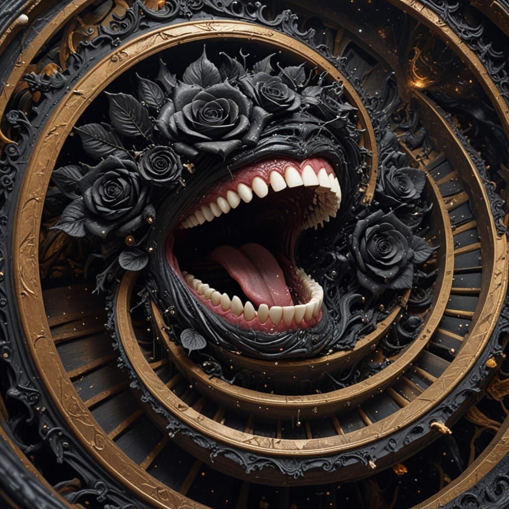 Ethereal Black Roses on a Descent into the Abyss