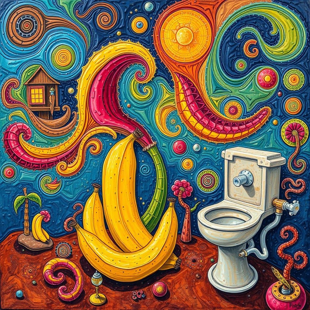 Banana Plumbing Association in Dreamlike, Quilt-Inspired Art