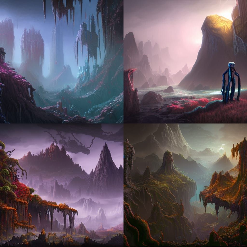 Detailed Enderman Matte Painting in Deep Color