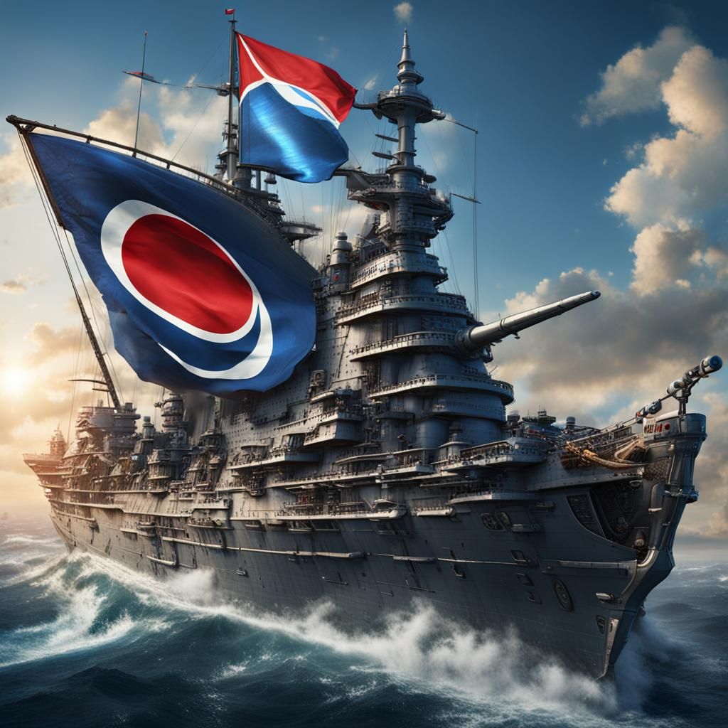 Pepsi Flag Flies Over Battleship: Detailed Matte Painting