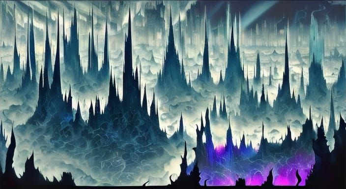 Dreamlike Landscape of Floating Islands in Iridescent Skies