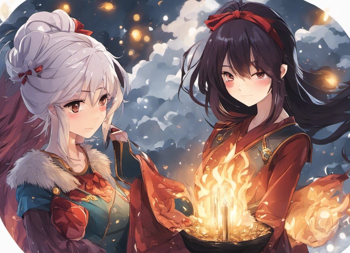 Anime-Style Viking Battle in Burning Village