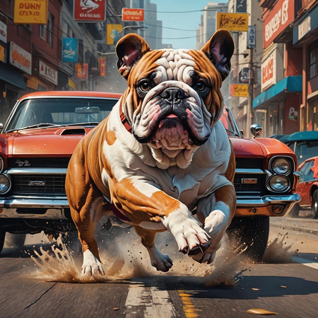 Muscle Car, Fairy, and Racing Bulldog: Hyperrealistic Art