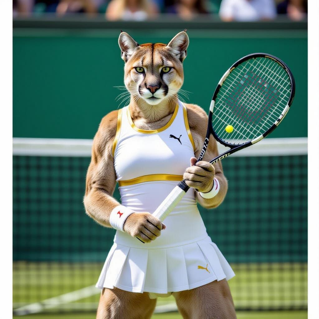 Puma Plays Tennis at Wimbledon, Digital Painting
