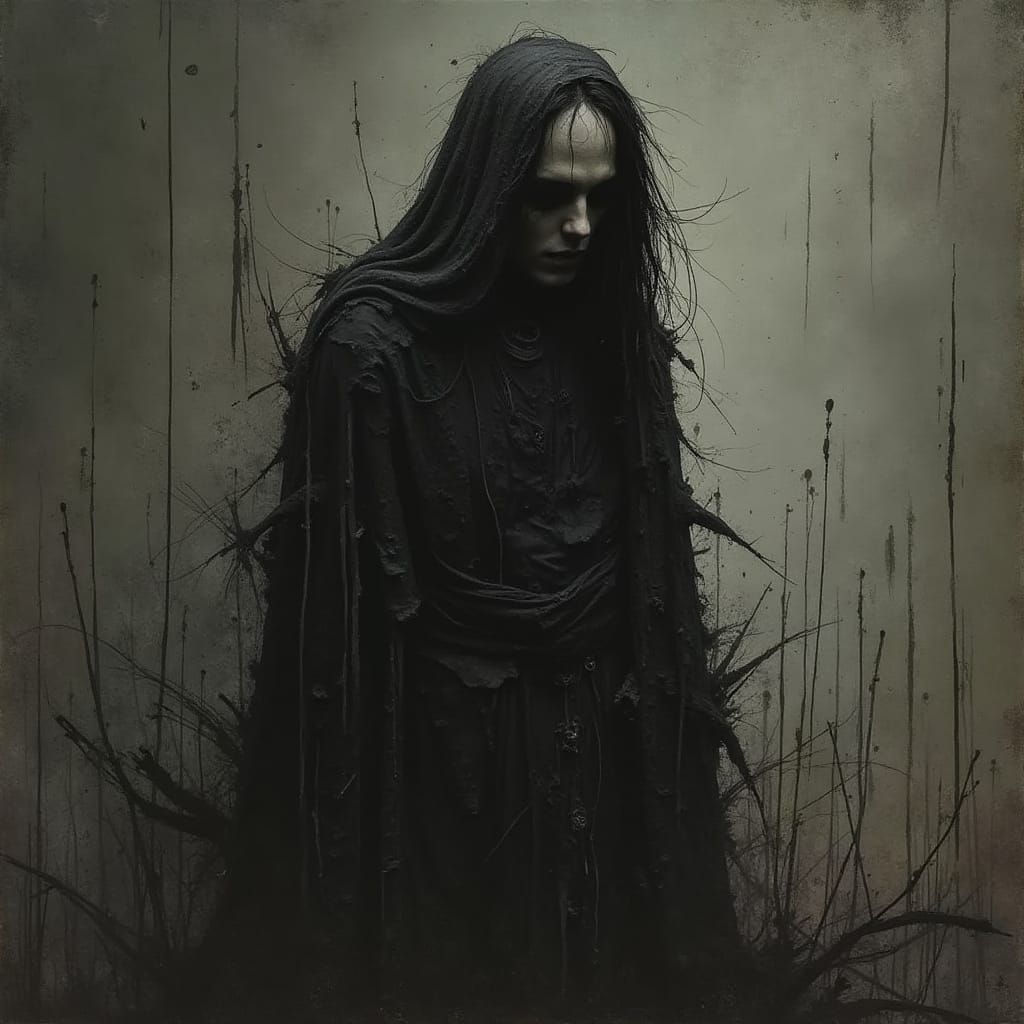 Abstract Grunge Portrait of a Forlorn Figure