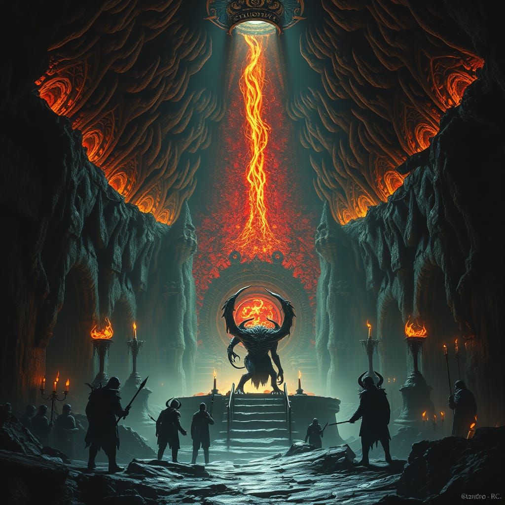 Dark, Ominous Shrine in Cavernous Mountains