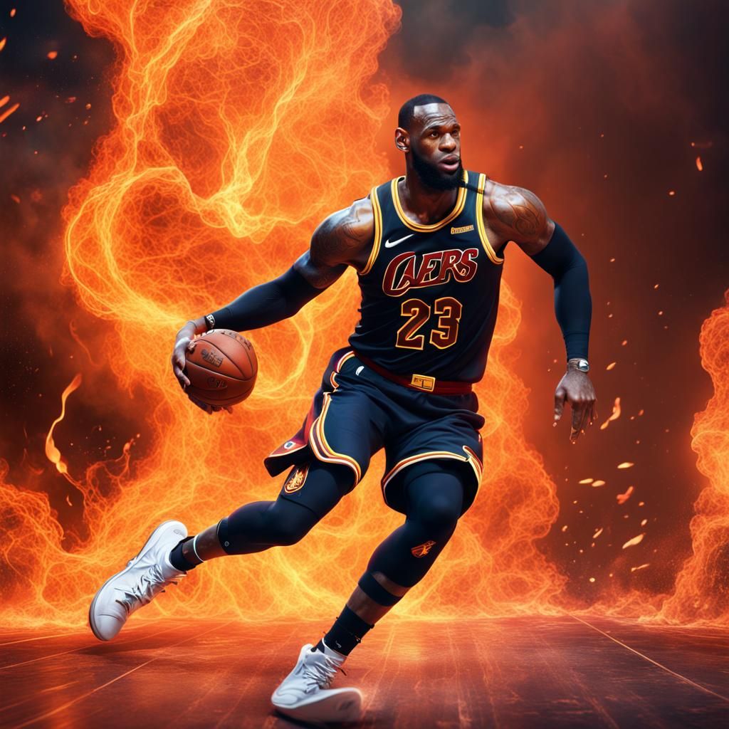 Lebron James on Fire: Detailed Matte Painting