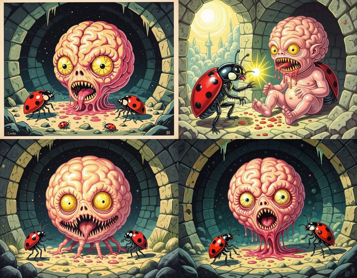 Horrific Alien Sacrifice in Ladybird Style