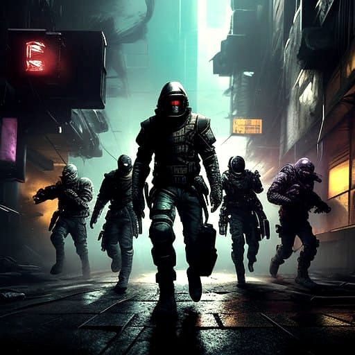 Cyberpunk Chase in Neon Darkness