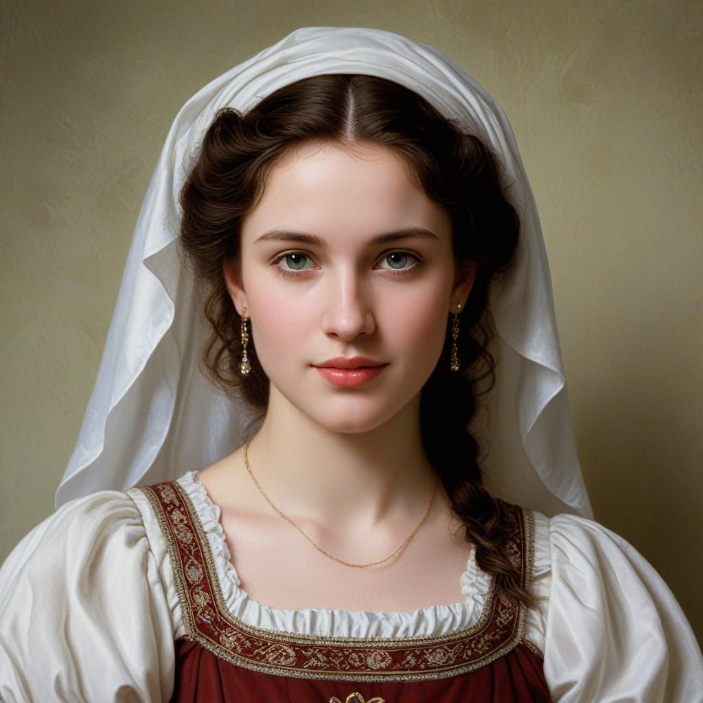 Irish Woman Portrait in Bouguereau Oil Painting Style