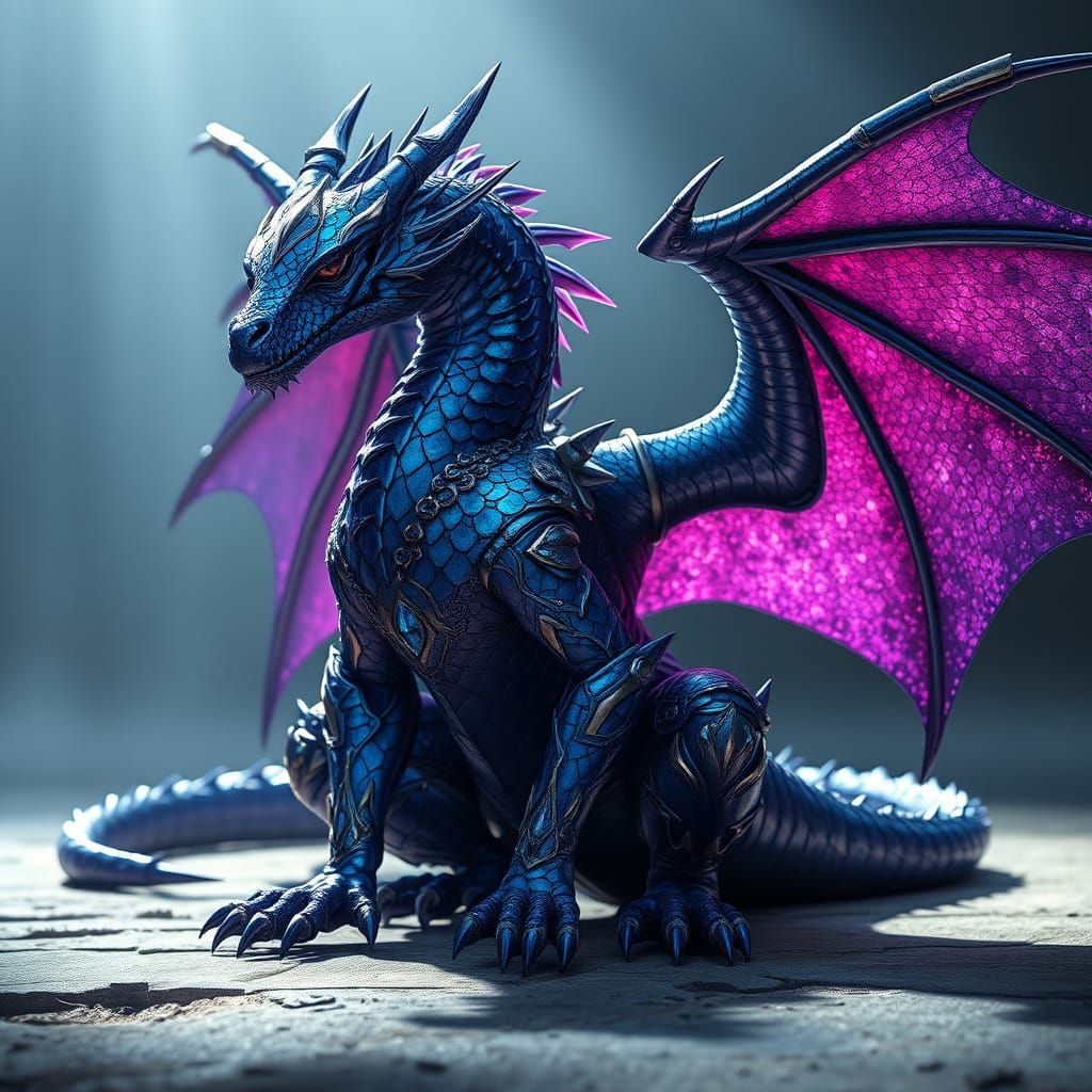 Majestic Iridescent Dragon in Dark Realism Style