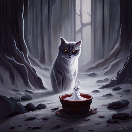 Sinister Ghost Cat Summoning, Gothic Art
