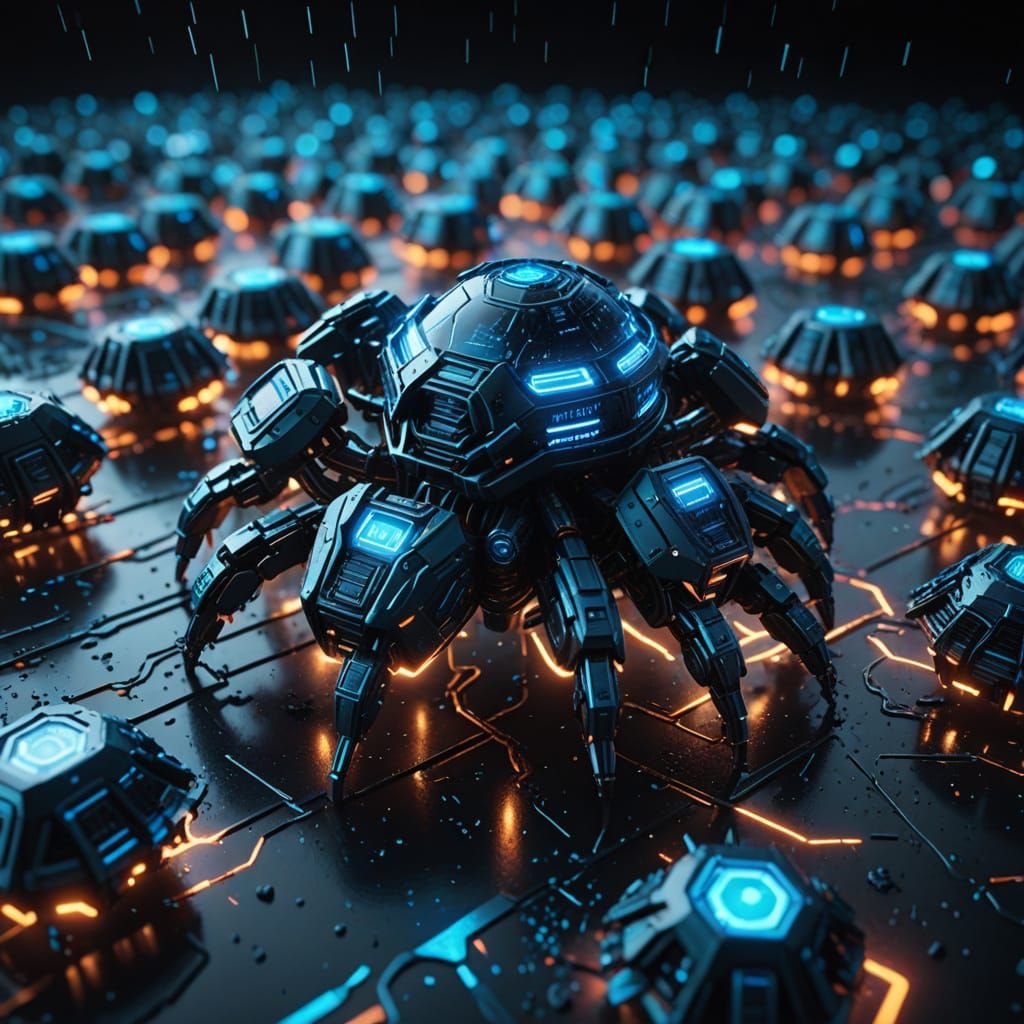 Sci-Fi Shardling Swarm on Metal in Digital Art