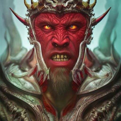 Demonic Orc King Portrait in Daedalic Armour