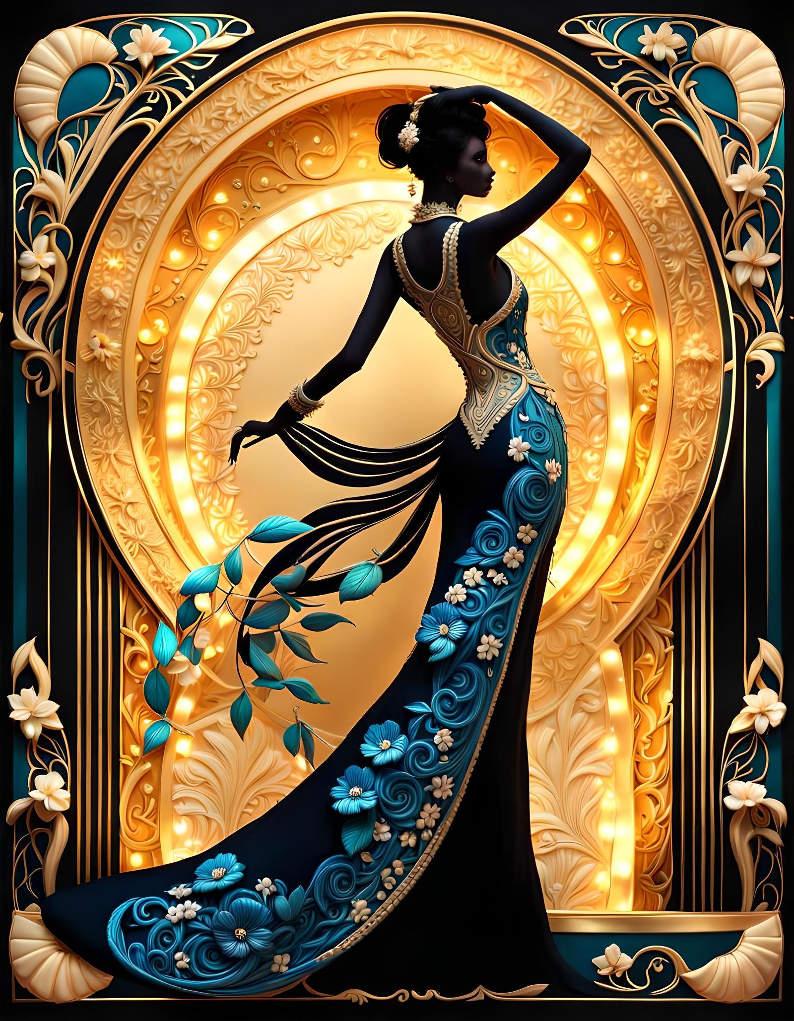 Enchanted Porcelain Doll in Art Nouveau Style