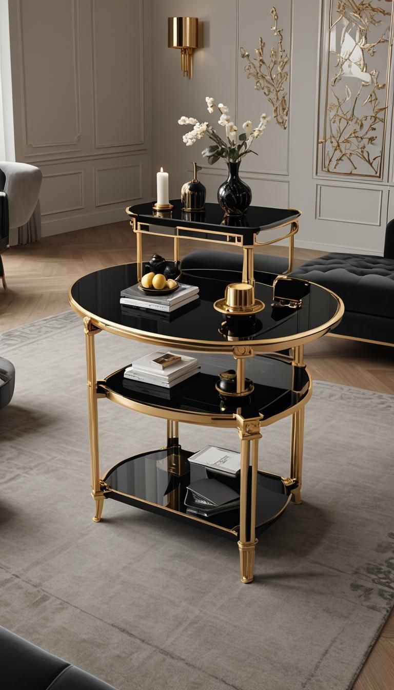 Elegant Art Deco Coffee Table in High-End Living Room