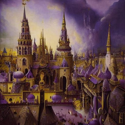 Surreal Marketplace in Hieronymus Bosch Style