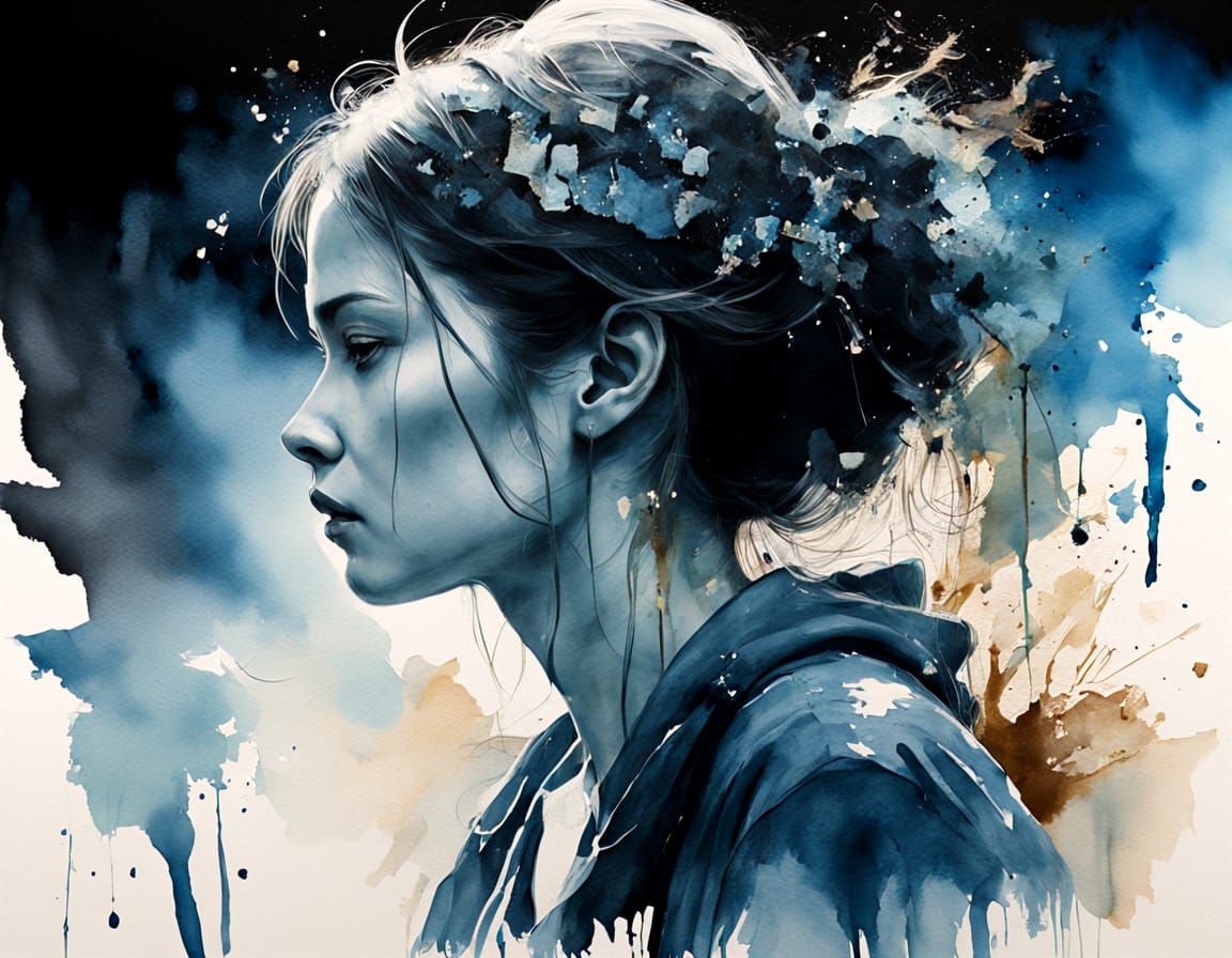 Ethereal Watercolor Ruins in Double Exposure Style