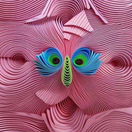 Intricate Scaled Eyes in Paper Fold Sculpture