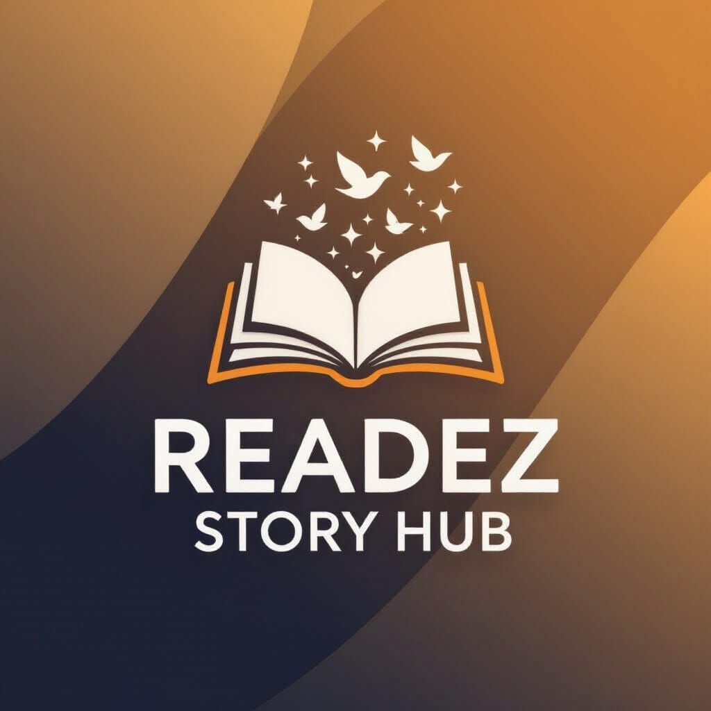 Readez Story Hub Logo: Book to Birds in Warm Tones