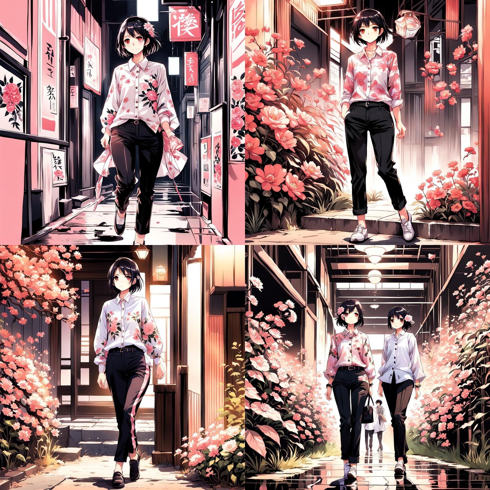 Anime Style: Girl in Floral Shirt