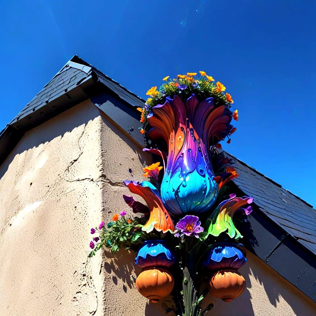 Quantum Flowers Shimmering in Ominous 3D Action Painting