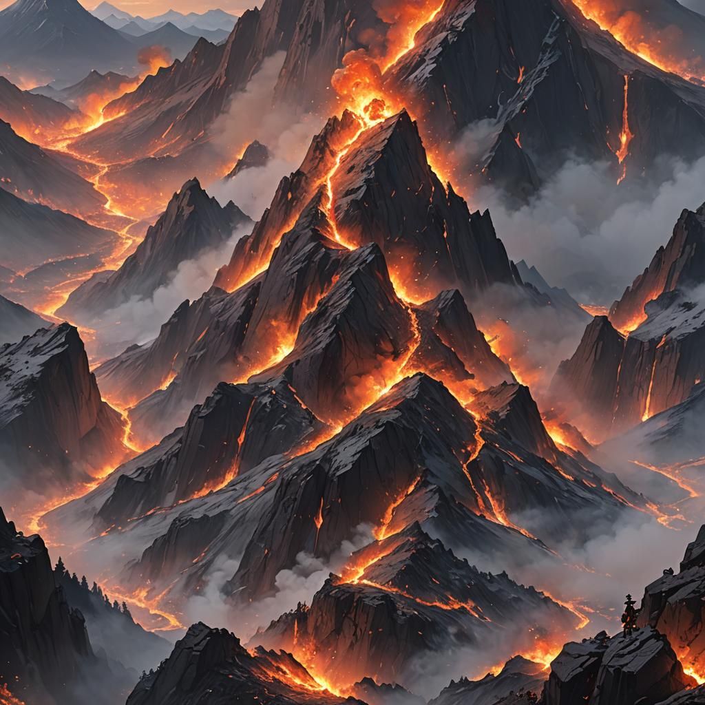 Fiery Mountain: 3D Anime Art in 8K