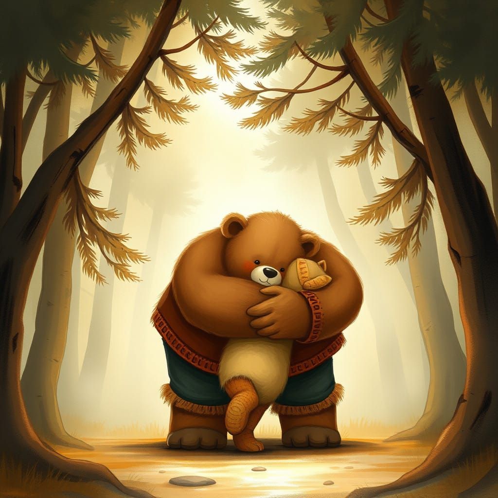 Warm Whimsical Illustration of Tender Friendship