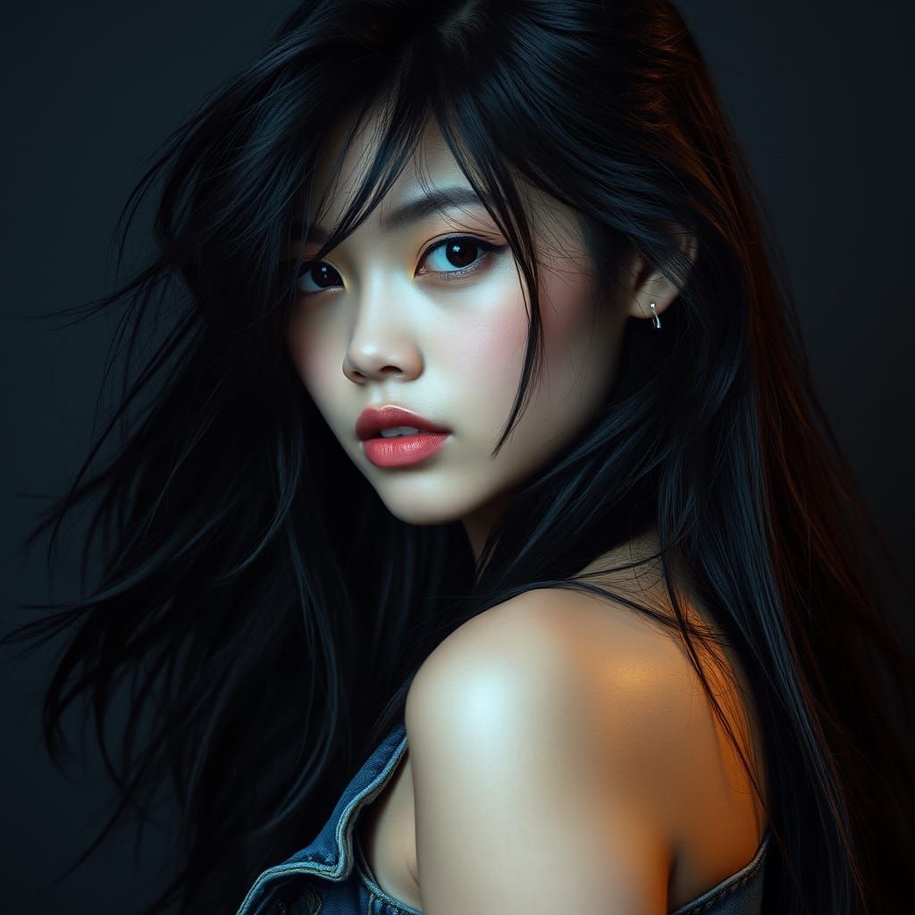 Confident Young Rebel in Electric Night