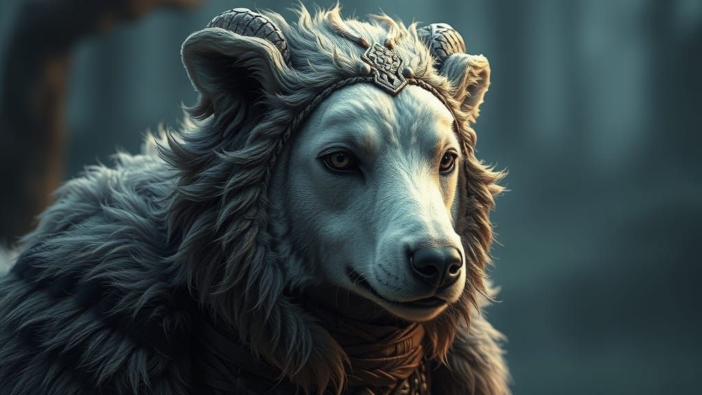 Dark Fantasy Sheepdog in Wolf Costume Art