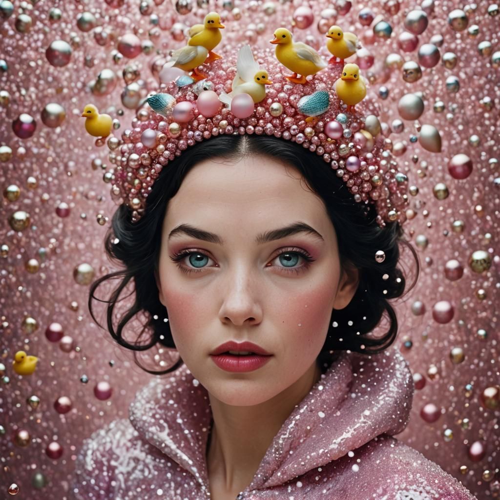 Snow White Space Mermaid Portrait with Ducks