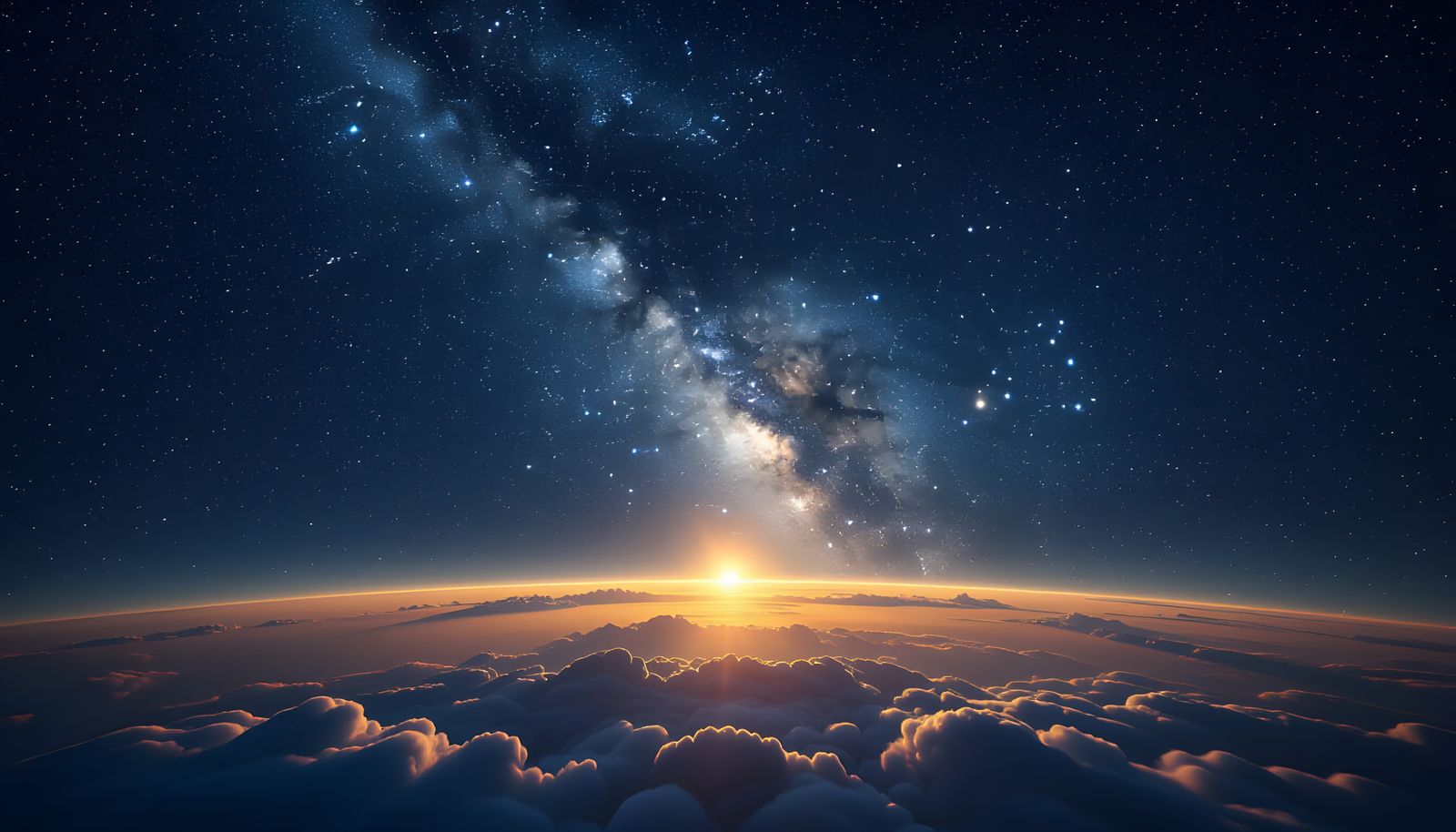 Milky Way Panorama Over Glowing Planet Horizon