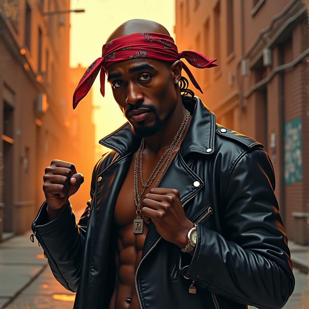 Tupac Shakur Portrait in Kehinde Wiley Style