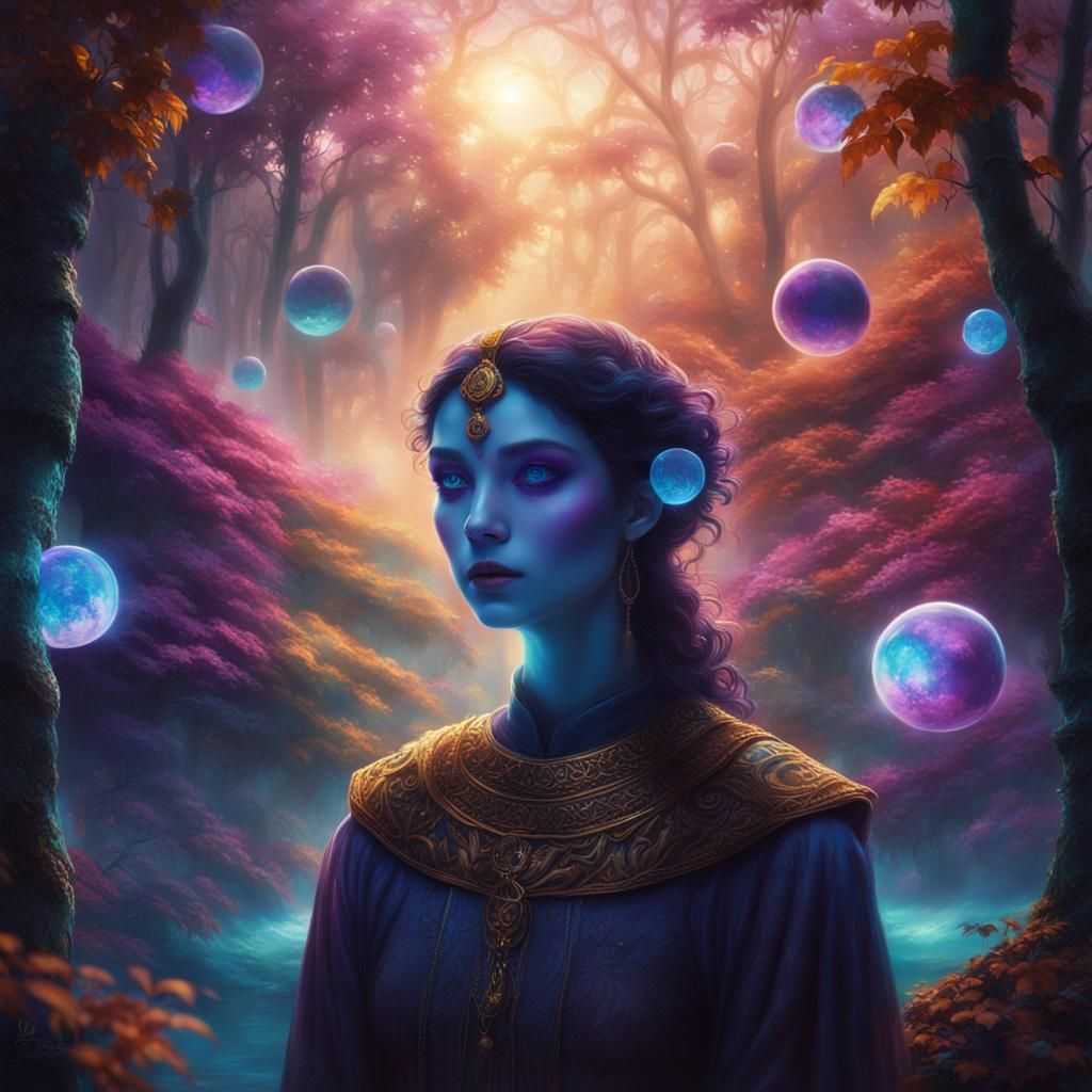 Mystical Night Portrait in a Fantasy Dreamscape