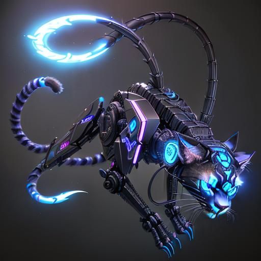 Cyberpunk Displacer Beast in a Ruined Metropolis