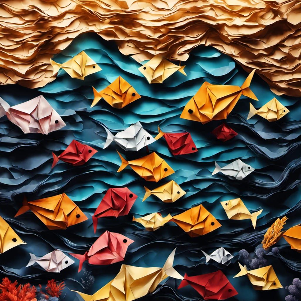 Origami Underwater World in Deep Colors