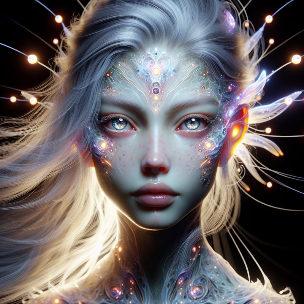 Angelic Extraterrestrial Goddess in Art Nouveau Style