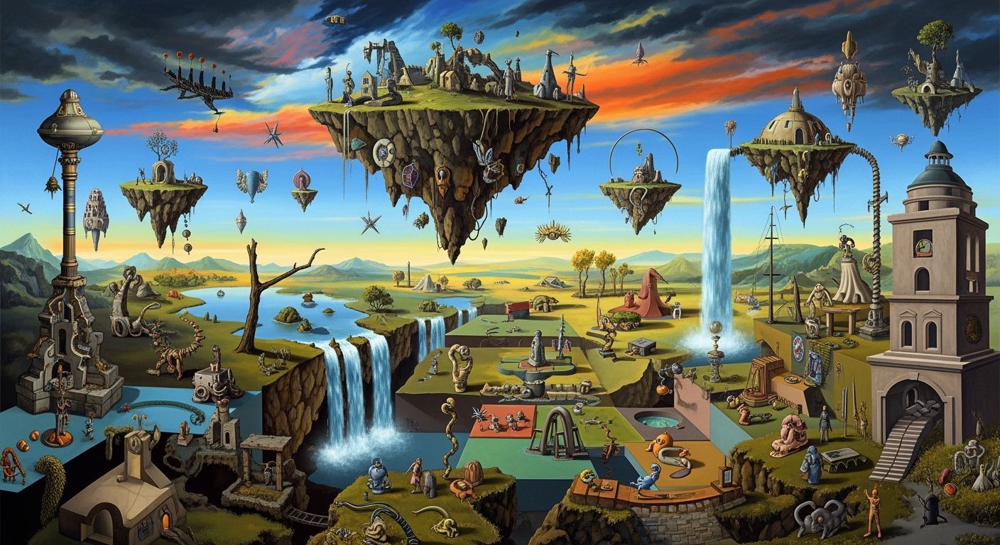 Surreal Dreamscape with Floating Islands as Surrealist Art