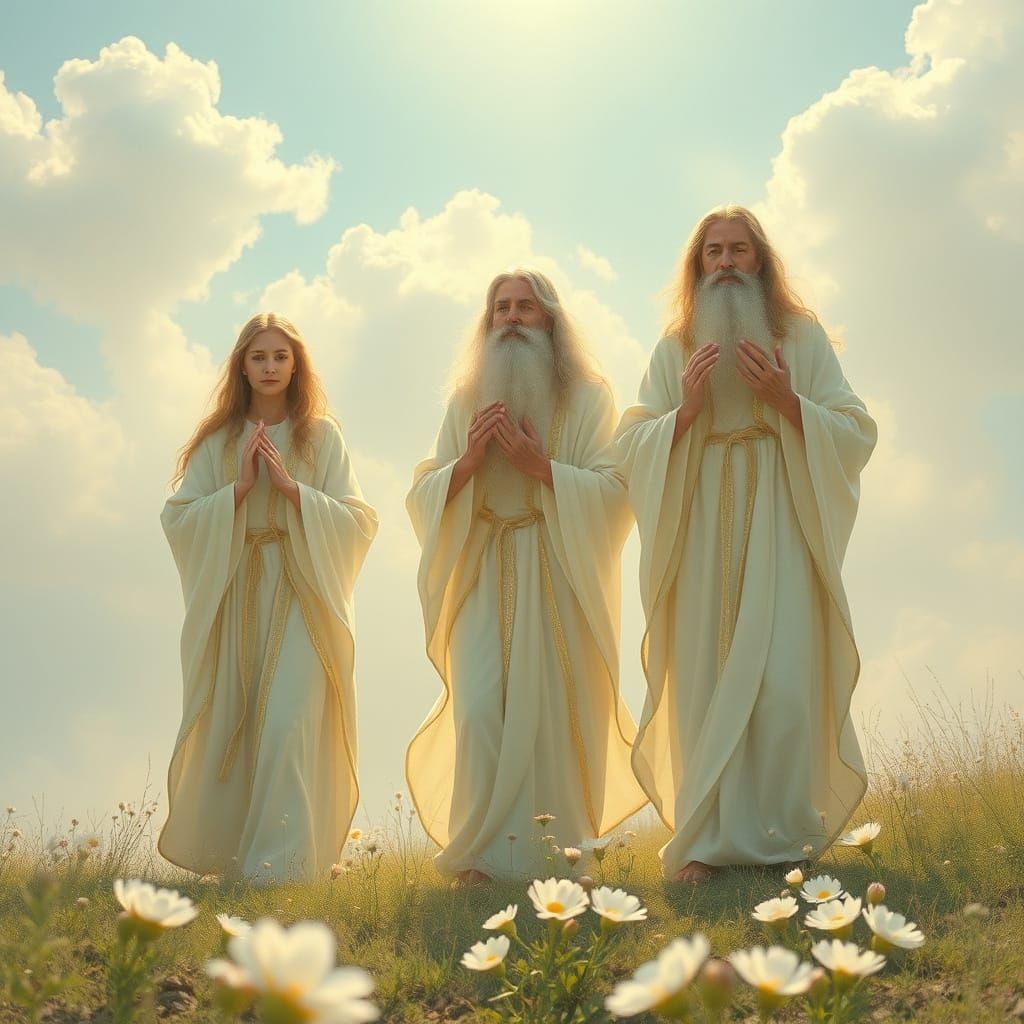 Ethereal Ascended Masters Lead the Way in a Serene Landscape