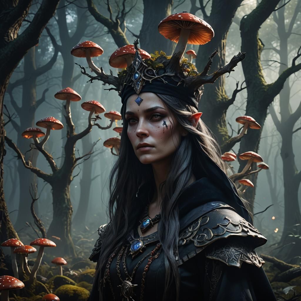 Dark Fantasy Portrait of a Mysterious Sorceress