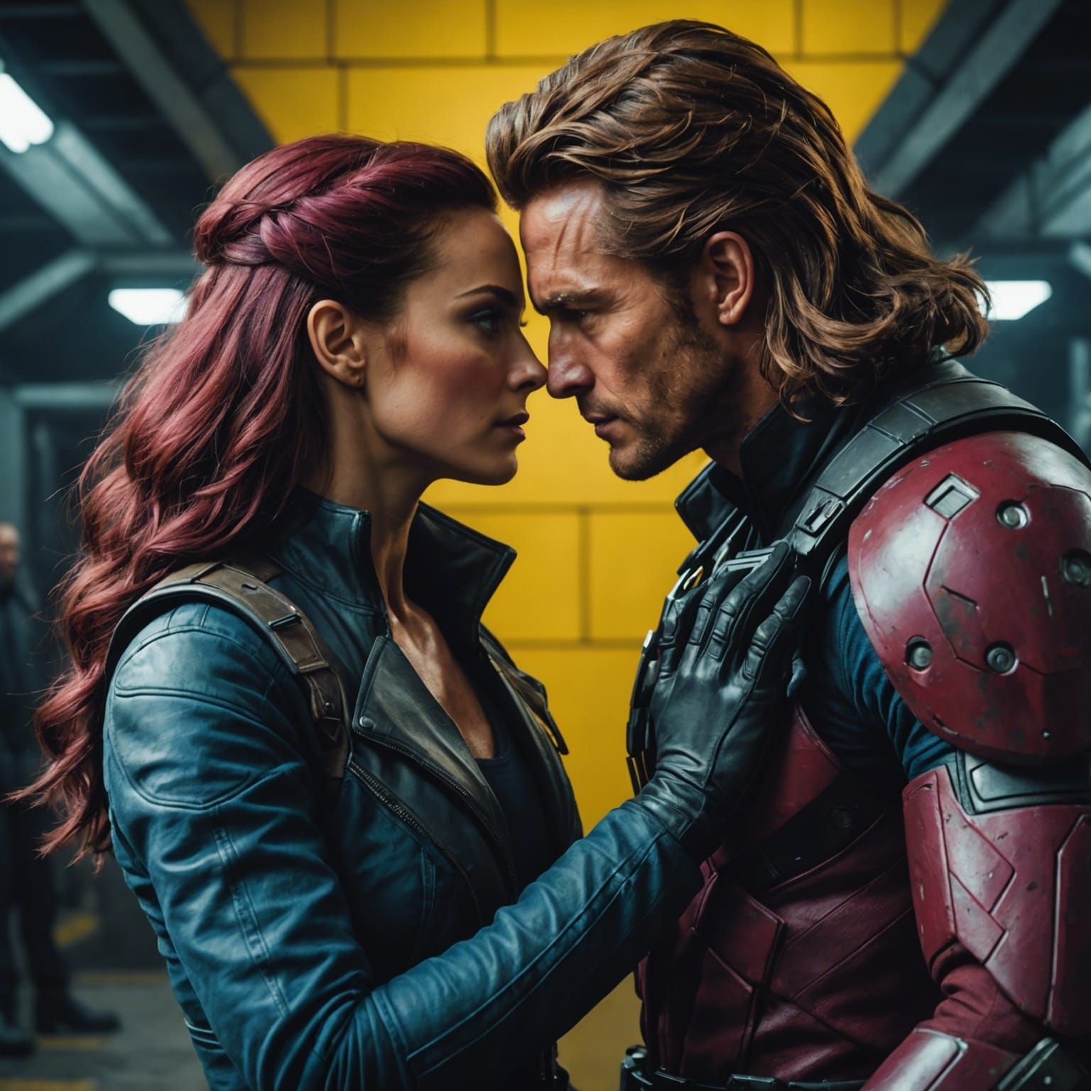 Rogue and Gambit in Love: Hyperrealistic Oil Painting