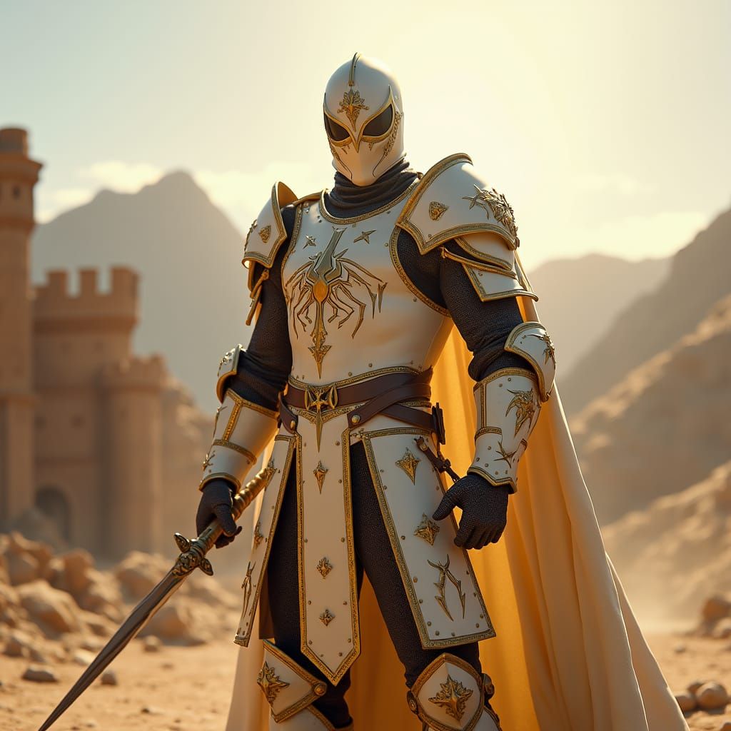 Spider-Man as Arthurian Knight in Gold Armor