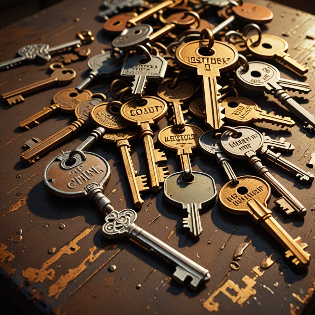 Lost Keys on Table in Vintage Illustration Style