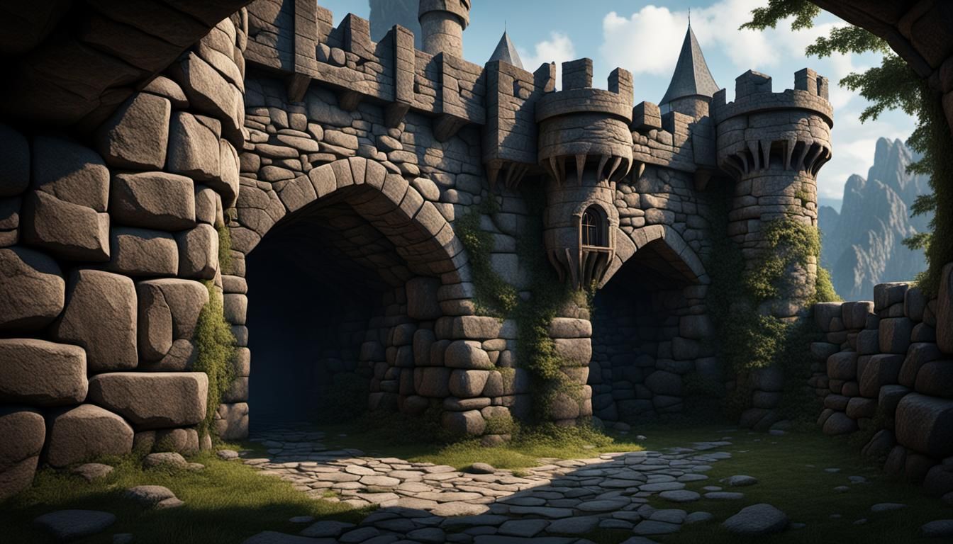 Castle Hallway Stone Wall: Fantasy Concept Art