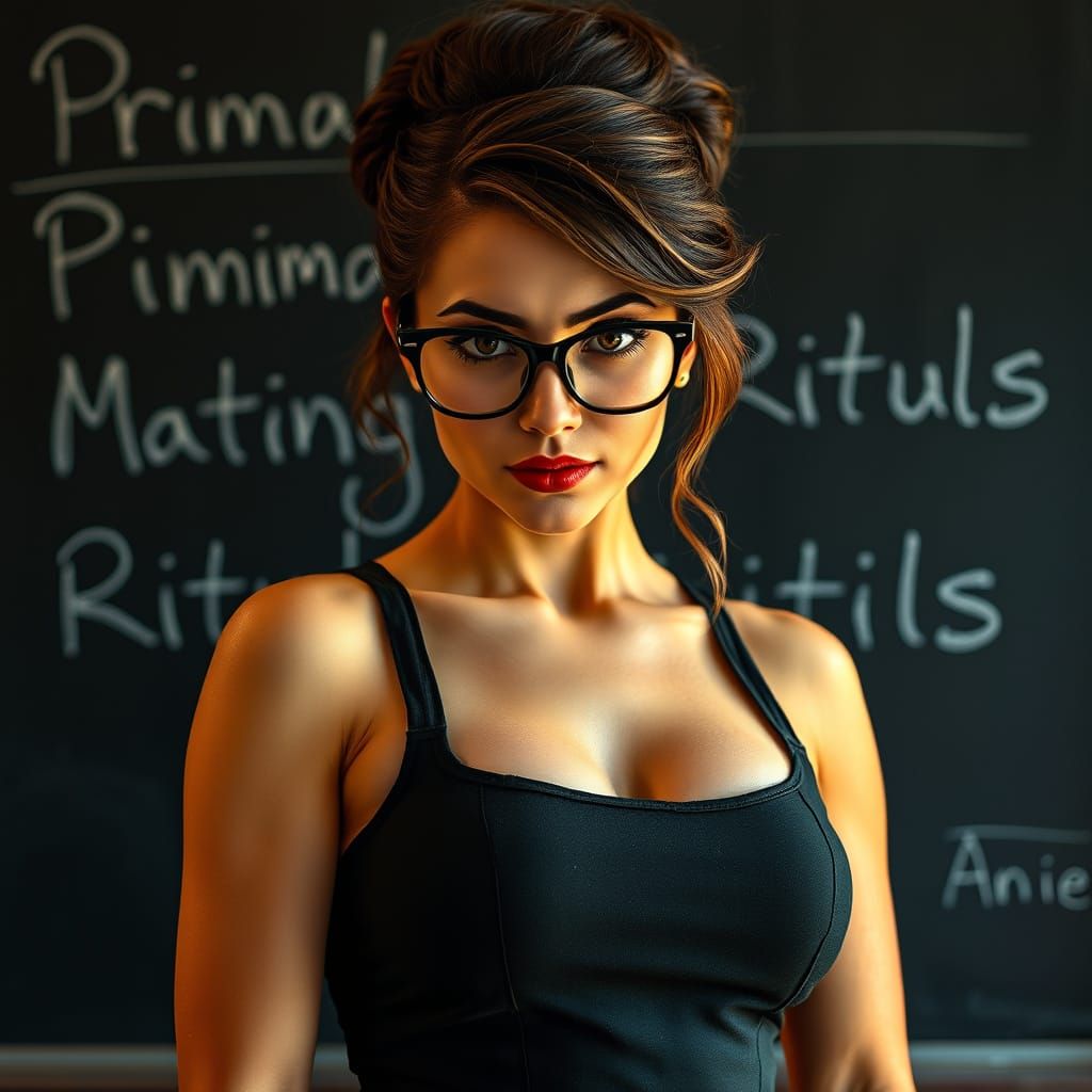 Seductive Teacher in Dynamic Pose, Risque Art