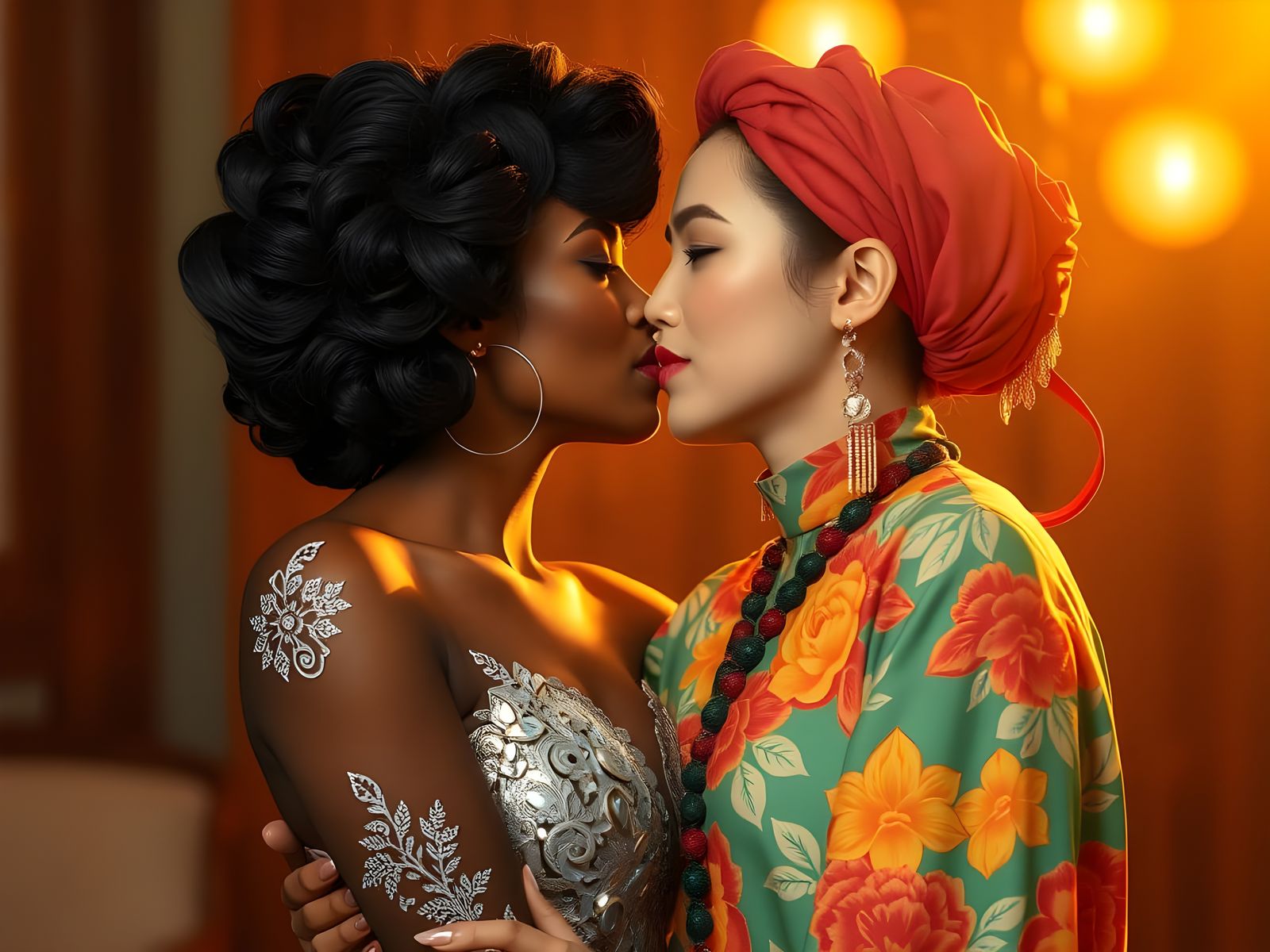 Two Women Share a Kiss