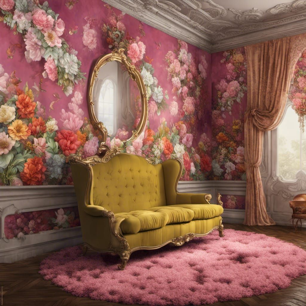 Hyperrealistic Floral Room in Maximalist Style